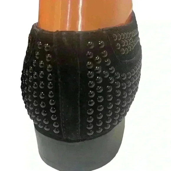 Manolo Blahnik Women’s Oxford Perlita Black Suede Studded Lace Up Sz 37.5/ 7.5 - Picture 11 of 14